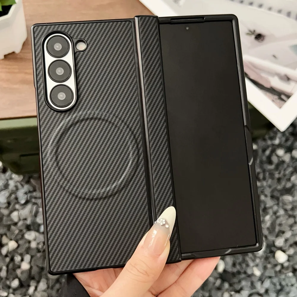 Phone Cases Australia - Luxury Carbon Fiber Magnetic Hinge Phone