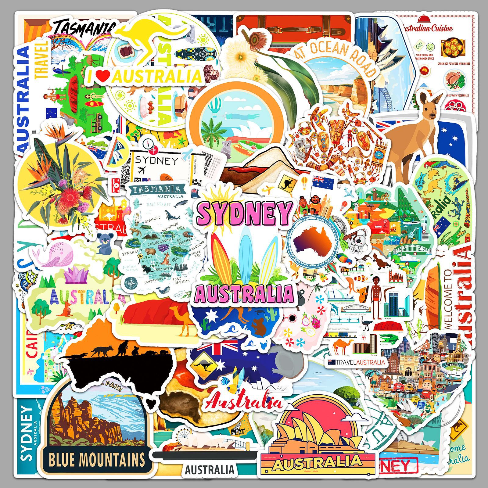 Phone Cases Australia - 50PCS Australia Travel Stickers Vintage Sydney