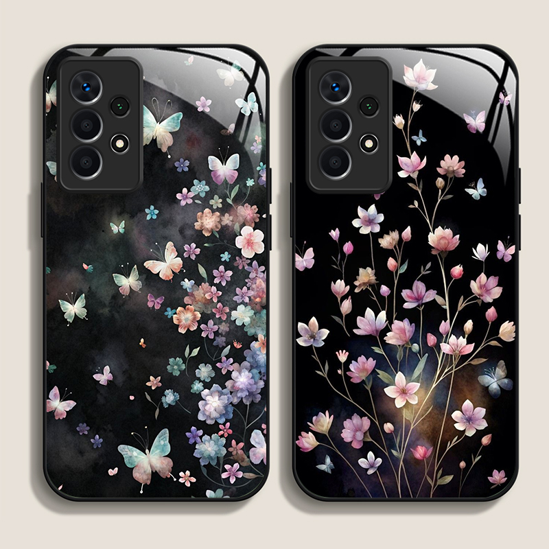 Phone Cases For Samsung A14 - Vintage Floral Art Butterfly Flower Tempered