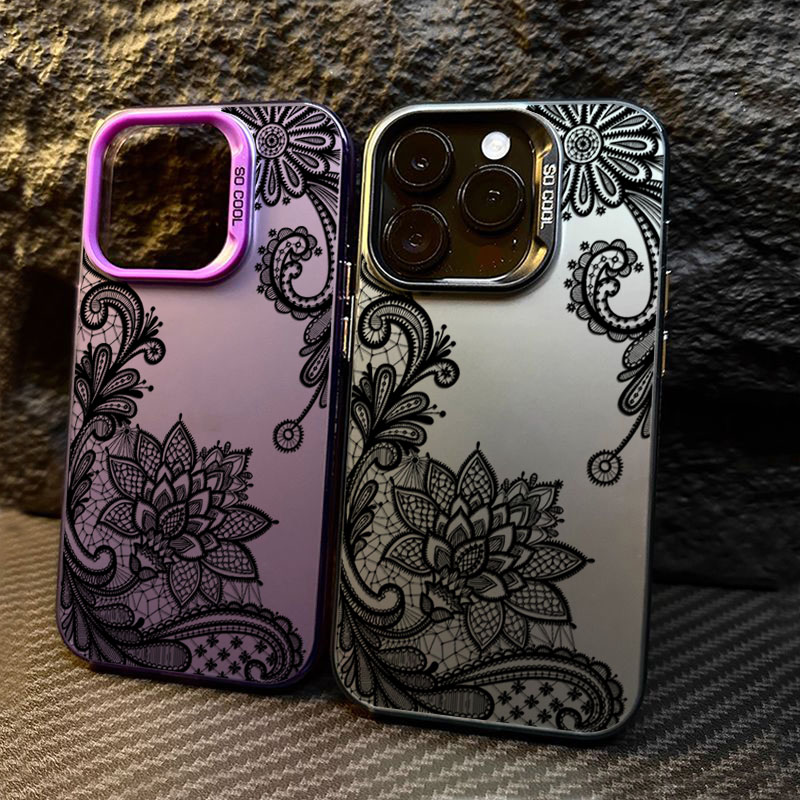 Phone Cases Xiaomi 15 - Black lace print New Hot Electroplate
