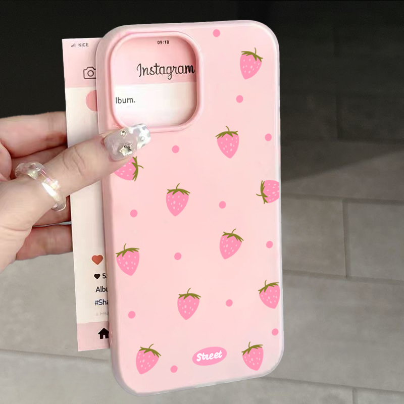 Phone Cases Mous - Sweet Pink Strawberry Pattern Phone Case
