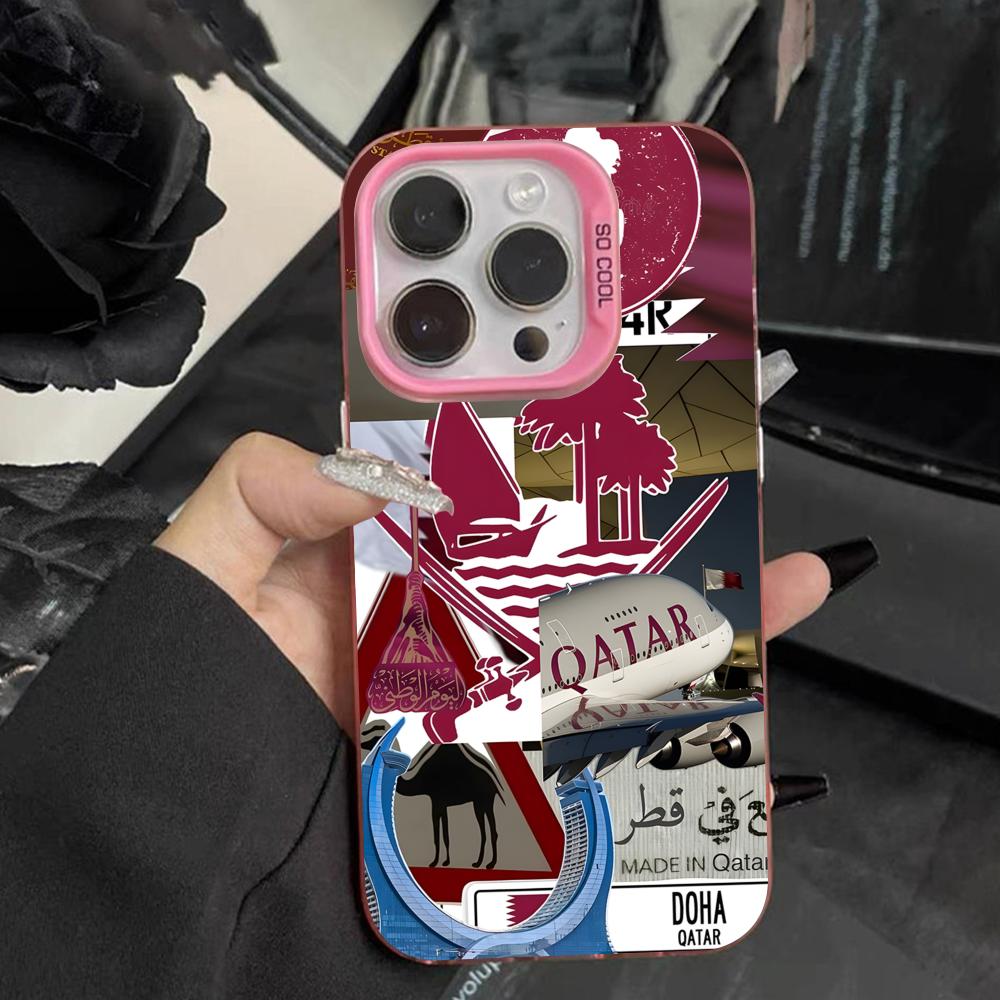 Qatar Flag Pink Translucent Mo - Phone Cases Qatar のレビューと価格