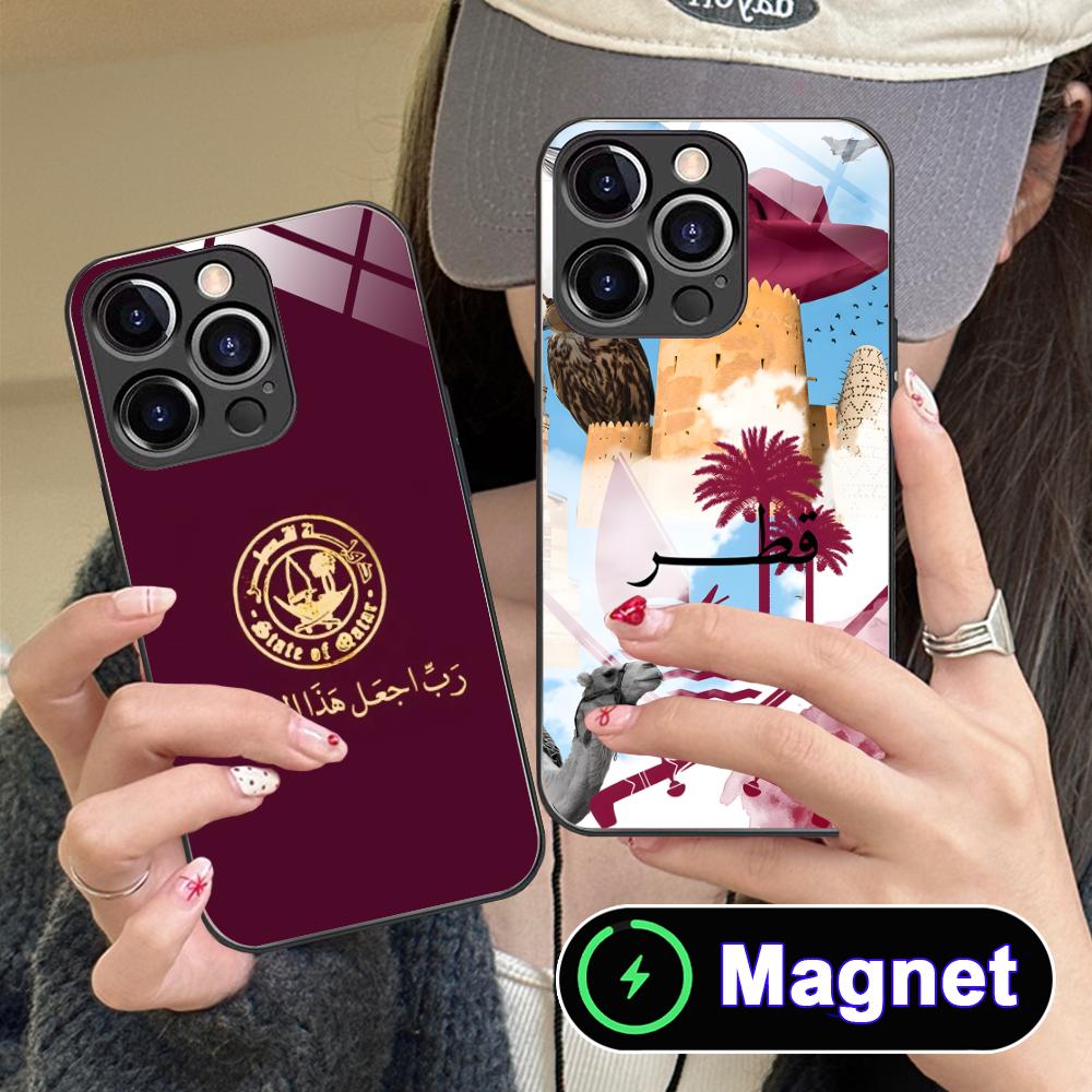Qatar Flag Glass MagSafe Mobil - Phone Cases Qatar のレビューと価格