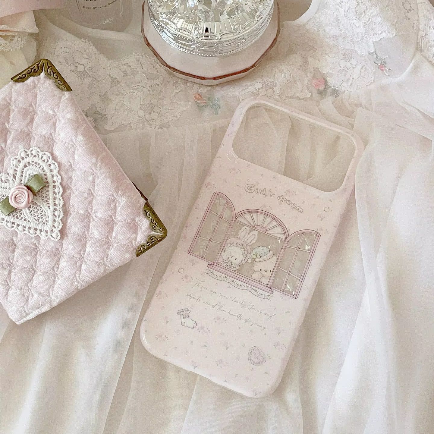 Kawaii Bunny Bear Floral Pink  - Phone Cases Y2K のレビューと価格