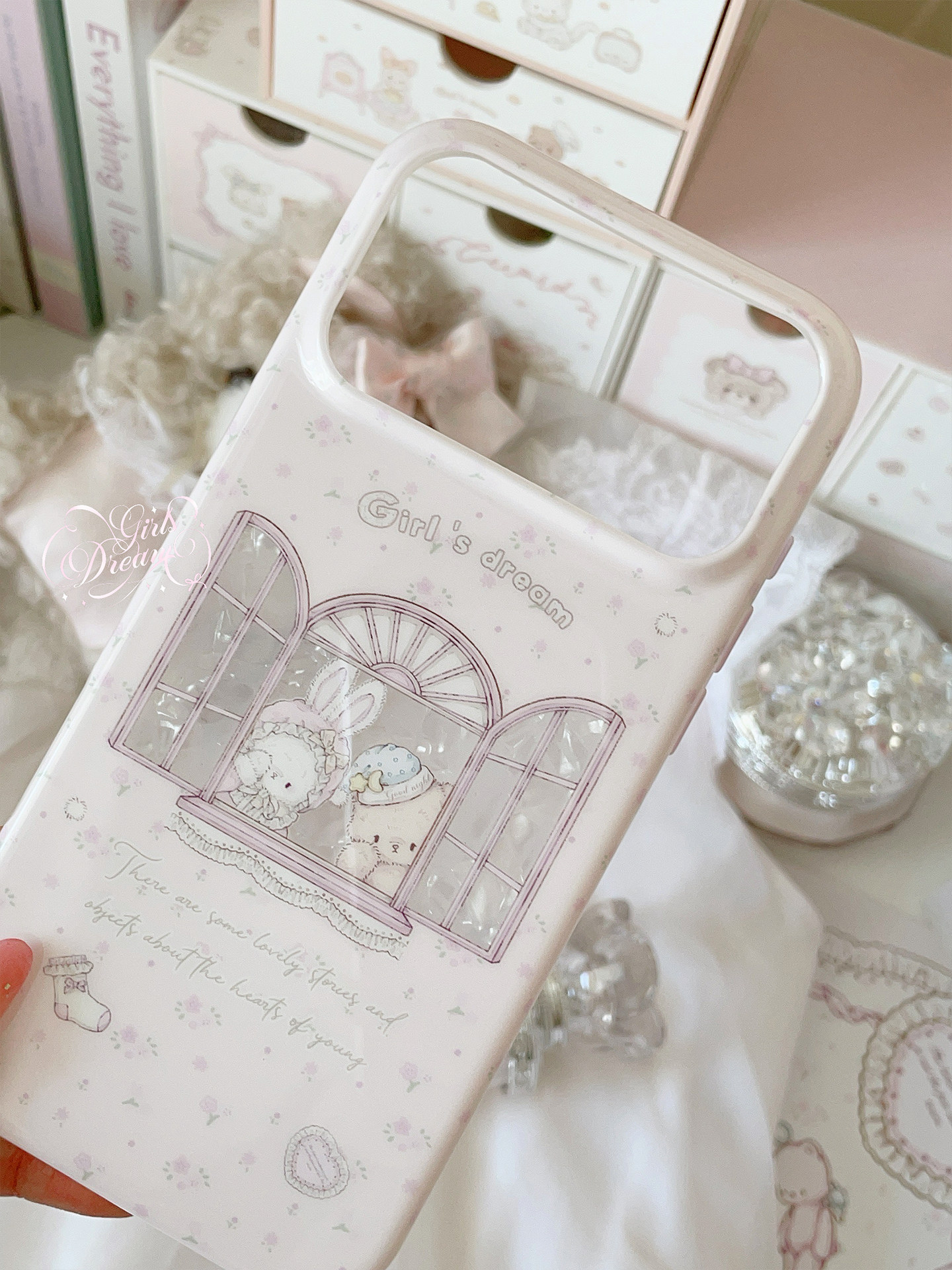 Kawaii Bunny Bear Floral Pink  - Phone Cases Y2K のレビューと価格
