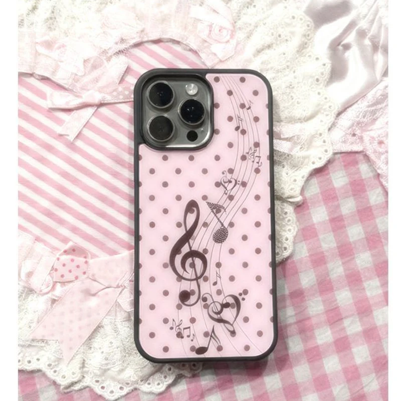 Korean ins Pink Brown Polka Do - Phone Cases Y2K のレビューと価格