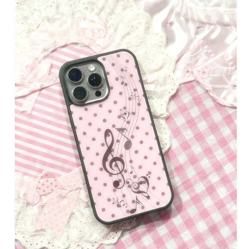 Korean ins Pink Brown Polka Do - Phone Cases Y2K のレビューと価格