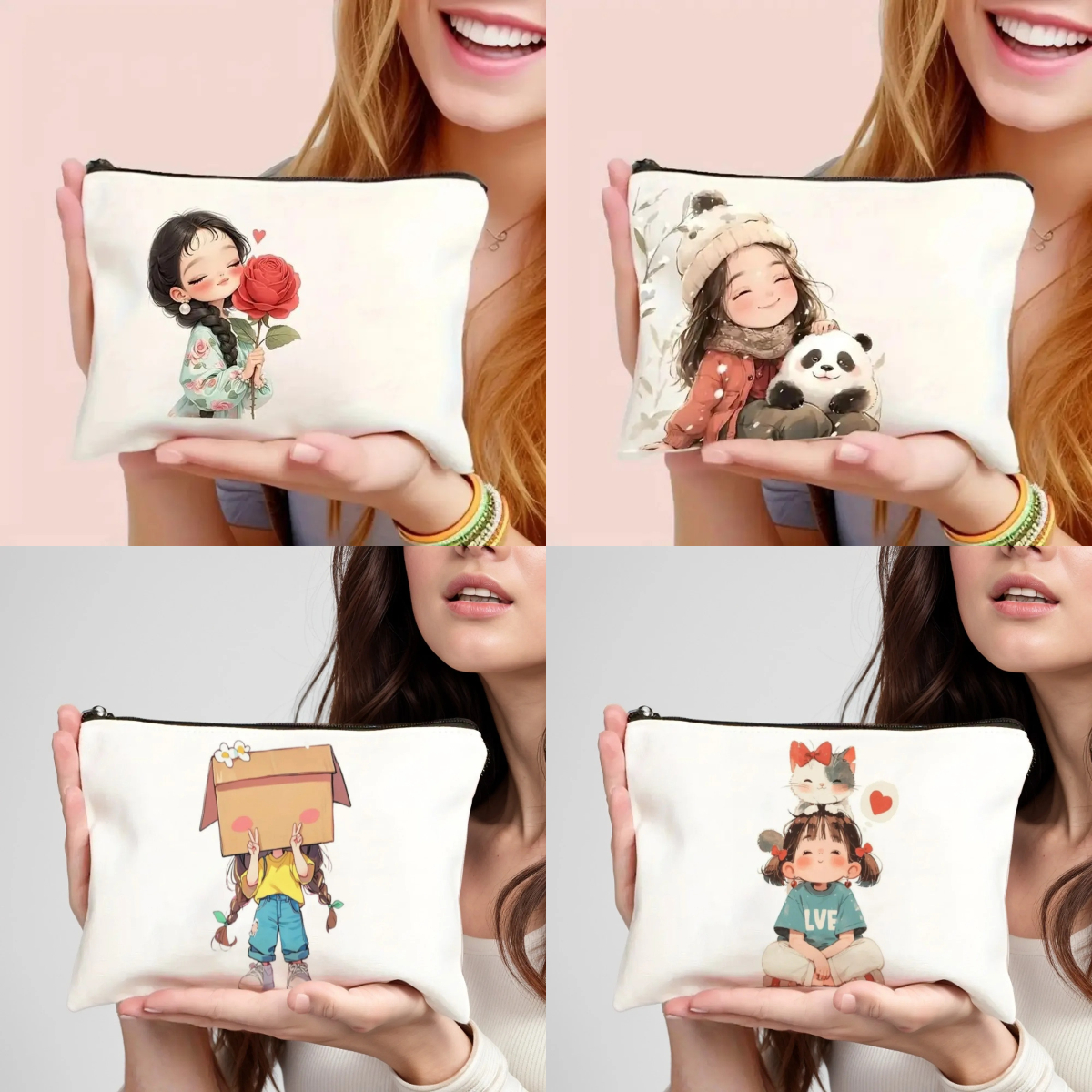 Vintage Chic Makeup Bags Zippe - Cute Cartoon Case のレビューと価格