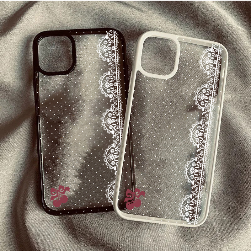 Cute Cherry Bow White Lace Pol - Phone Cases Polka Dot のレビューと価格