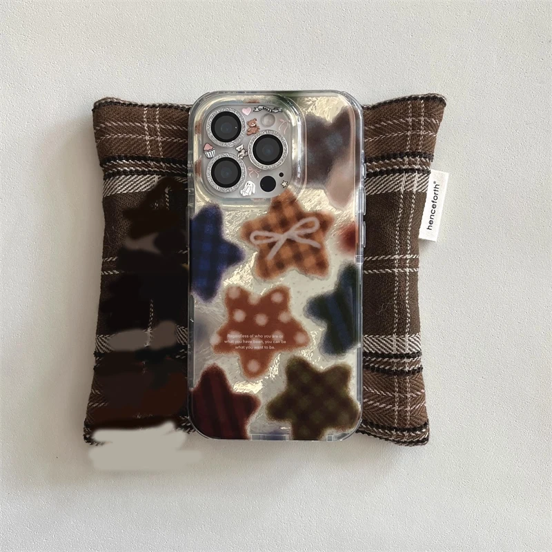 Korean Winter Cute Brown Check - Phone Cases Y2K のレビューと価格