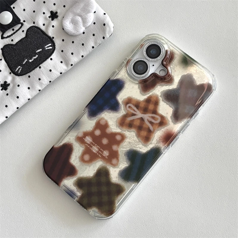 Korean Winter Cute Brown Check - Phone Cases Y2K のレビューと価格
