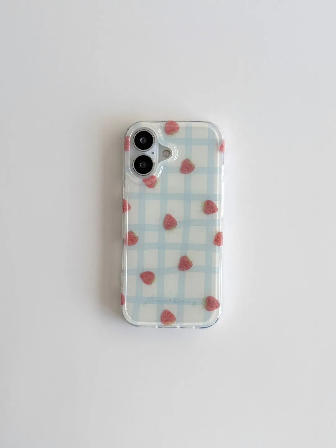 Fresh Blue Grid Pattern Strawb - Phone Cases Y2K のレビューと価格