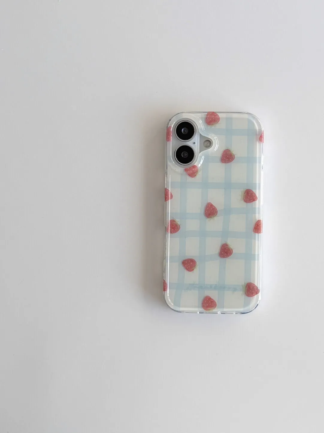 Fresh Blue Grid Pattern Strawb - Phone Cases Y2K のレビューと価格