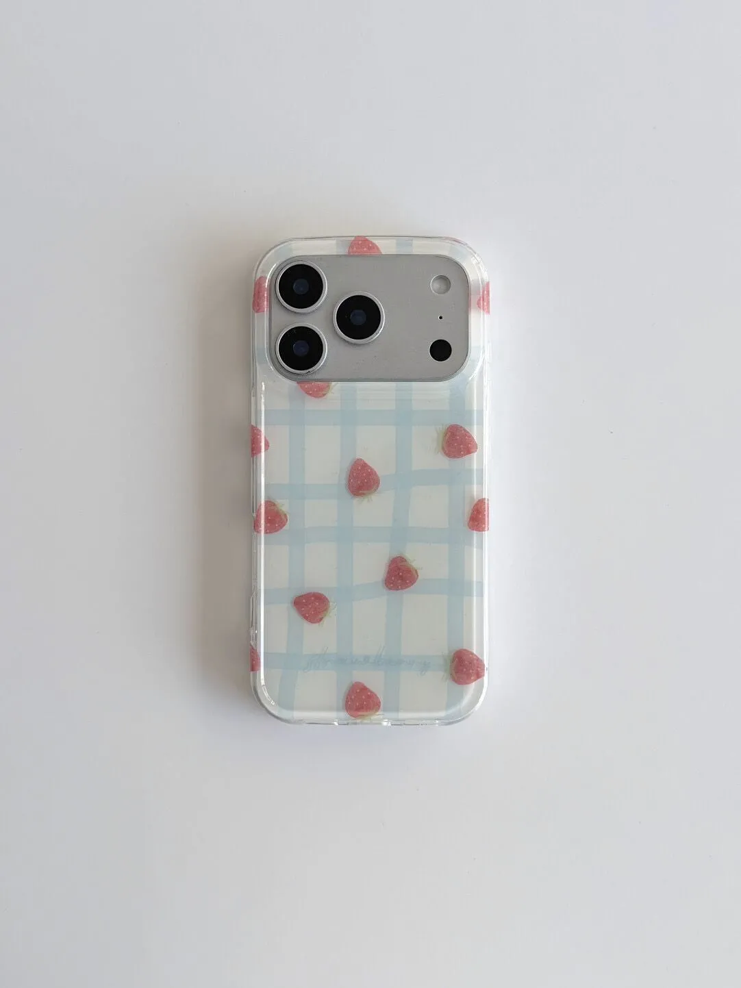 Fresh Blue Grid Pattern Strawb - Phone Cases Y2K のレビューと価格