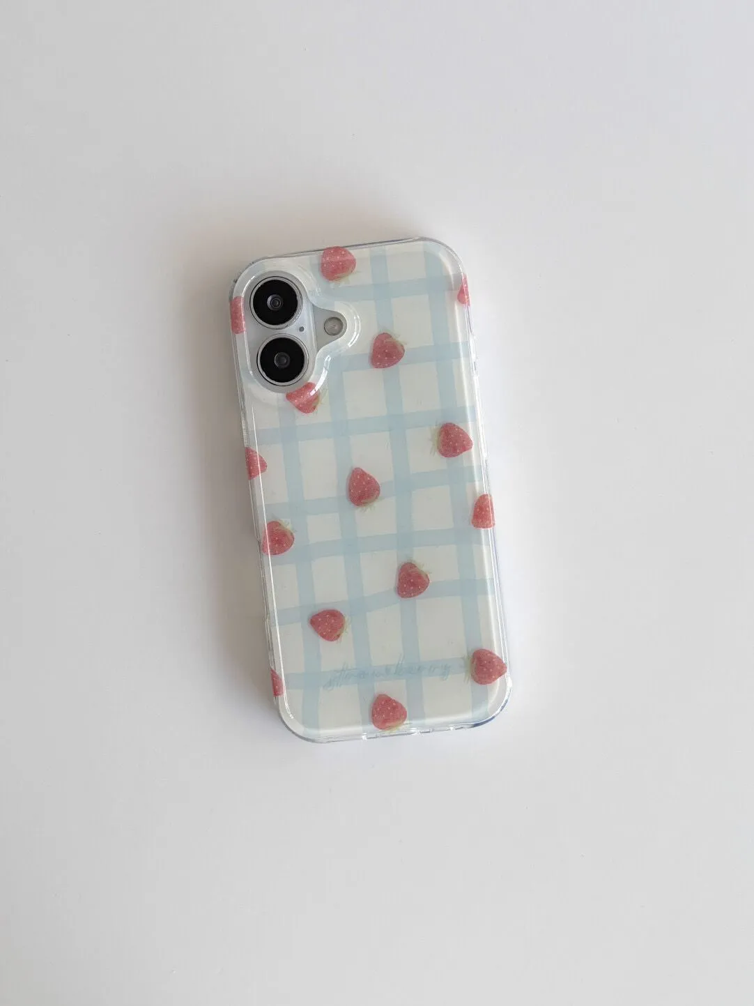 Fresh Blue Grid Pattern Strawb - Phone Cases Y2K のレビューと価格